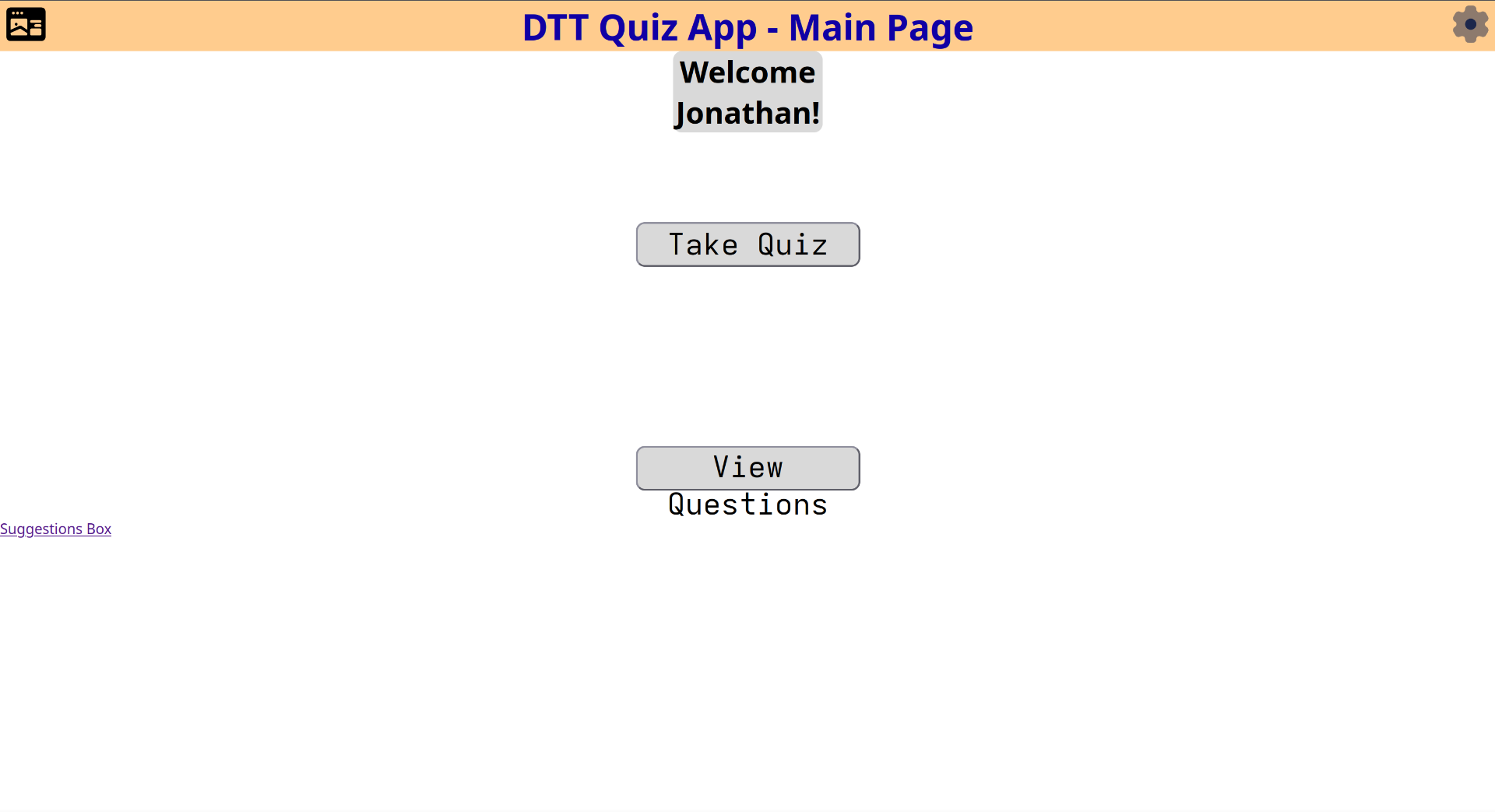 DTT Quiz App Main Page